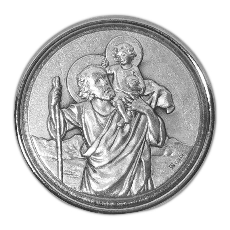 Médaille Saint-Christophe pour voiture avec pétales de fleurs séchées -   France