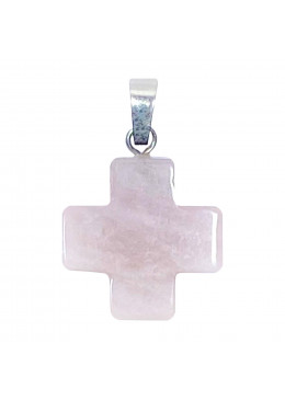 Croix carrée en pierre naturelle Quartz Rose H.2cm