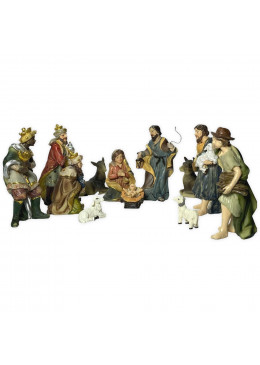 Set 12 santons style Provençal jusqu'à 10cm pour crèche de Noël - en présentation