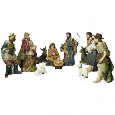 Set 12 santons style Provençal jusqu'à 10cm pour crèche de Noël - en présentation