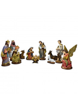 Set 11 santons style Napolitain jusqu'à 11,5cm pour crèche de Noël - en présentation