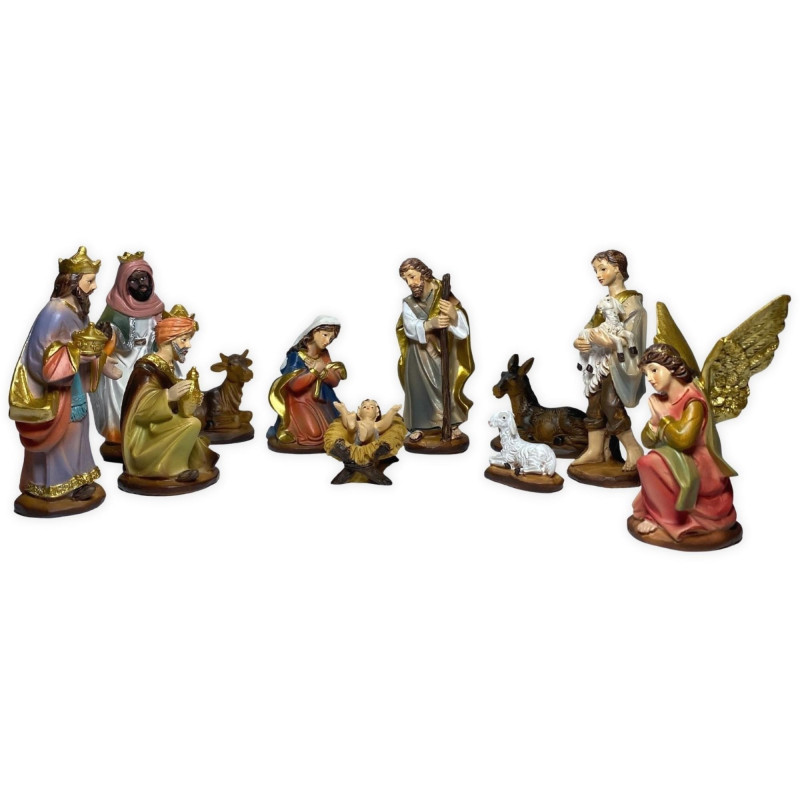 Set 11 santons style Napolitain jusqu'à 11,5cm pour crèche de Noël - en présentation