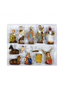 Set 11 santons style Napolitain jusqu'à 11,5cm pour crèche de Noël - en boîte